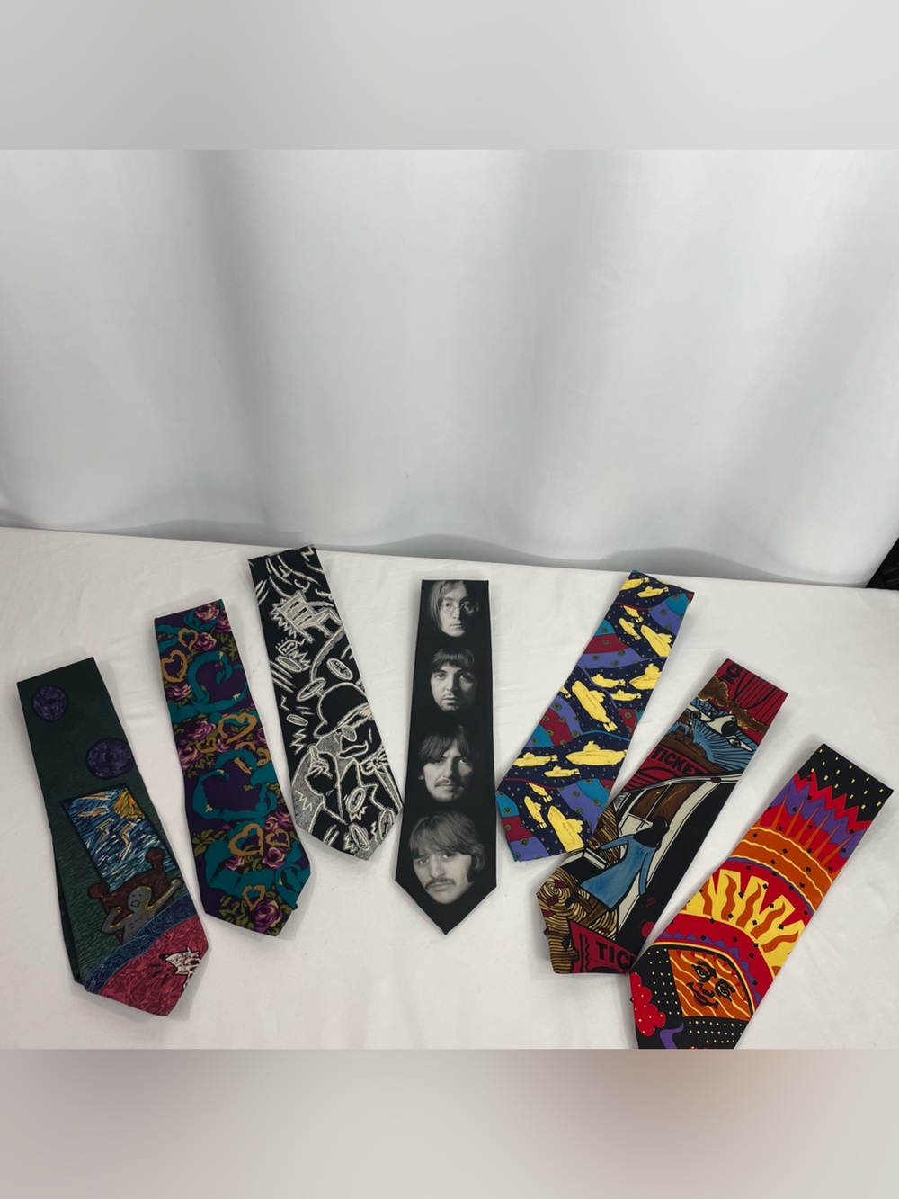 The Beatles Vintage Silk Neckties Lot of 7 Yellow Submarine White Album